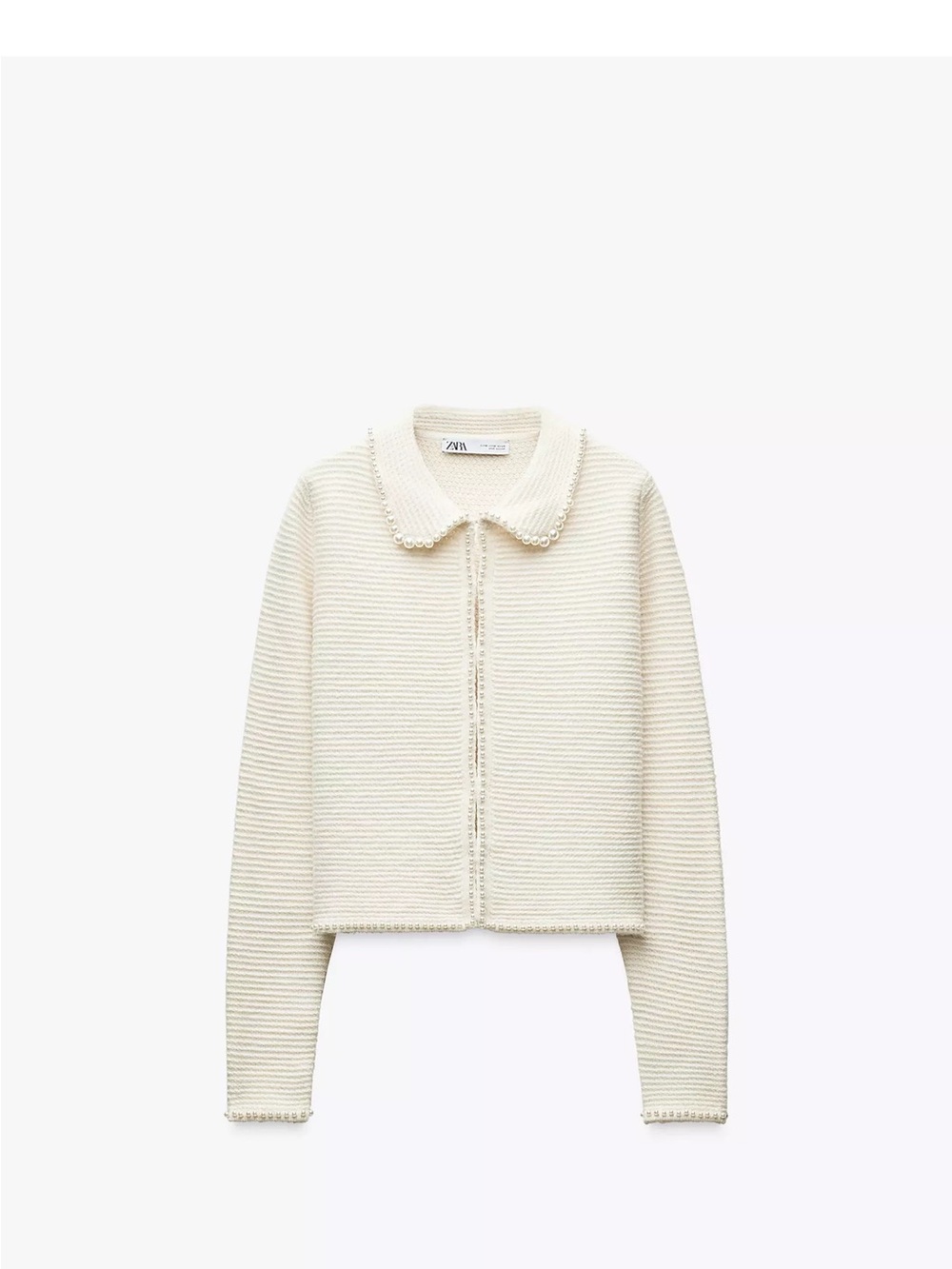 Zara Cream Pearl Knit Cardigan